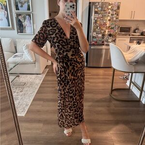 Bardot Leopard Print Midi Dress 6 Small